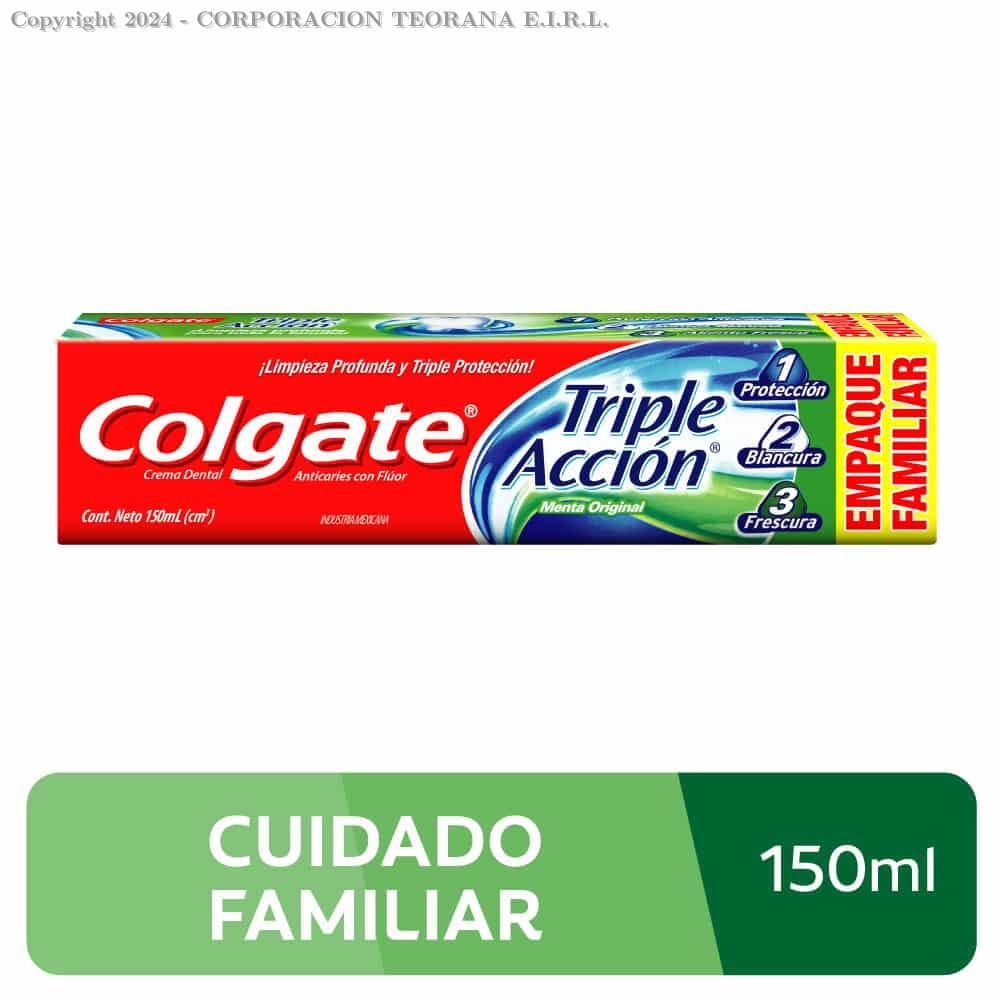 7509546000350 - PASTA DENTAL COLGATE TRIPLE ACCION X 150 ML FAMILIAR